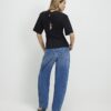 Black Short Sleeve Tie Back Seamed Top