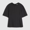 Black Short Sleeve Tie Back Seamed Top