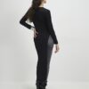 Black Shoulder Pad Long Asymmetric Top