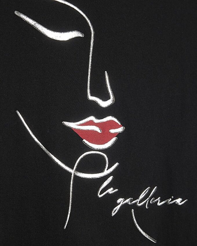 Black Sketchy Face Foil T-Shirt