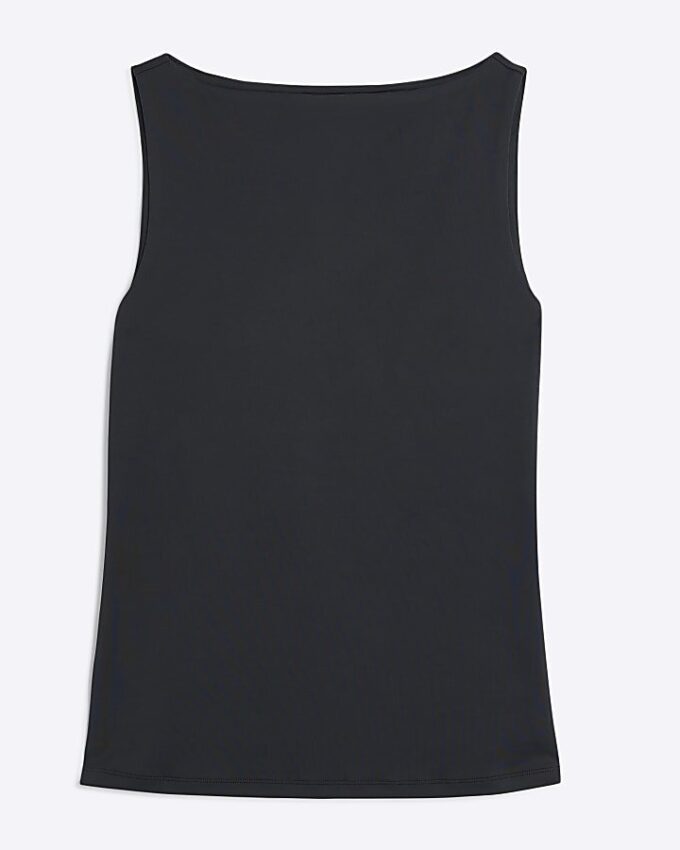 Black Sleeveless Boat Neck Top