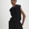 Black Sleeveless Bubble Hem Top