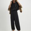 Black Sleeveless Bubble Hem Top