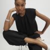 Black Sleeveless Bubble Hem Top