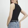 Black Sleeveless Wide Ribbed Tank Top