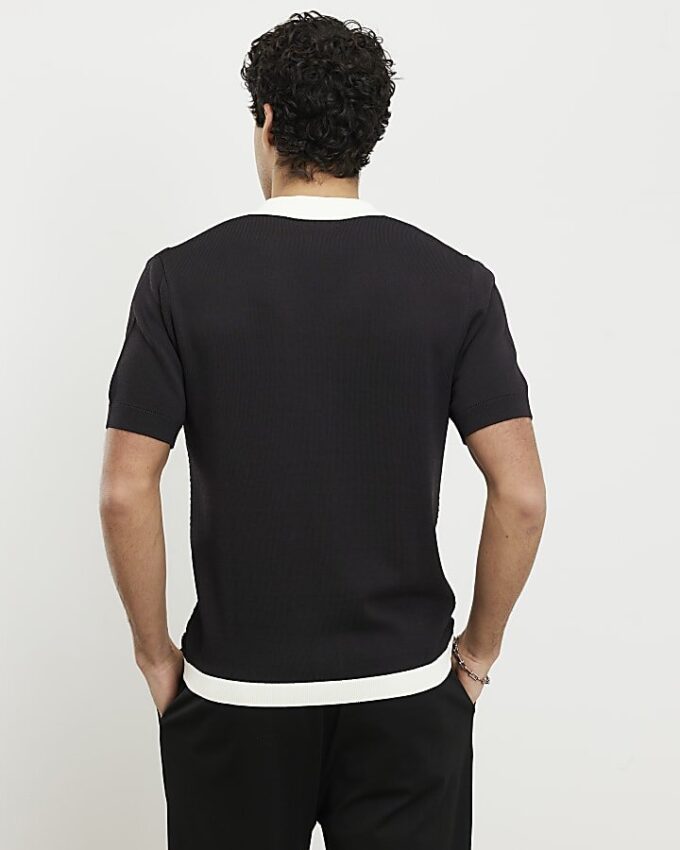 Black Slim Fit Colour Blocked Shirt