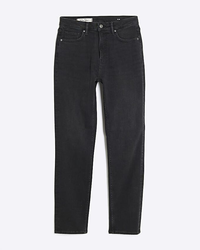Black Slim Fit High Waisted Ankle Jeans