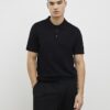 Black Slim Fit Knitted Polo Shirt