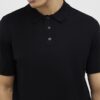 Black Slim Fit Knitted Polo Shirt