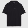 Black Slim Fit Knitted Polo Shirt