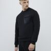 Black Slim Fit Nylon Hybrid Sweatshirt