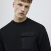 Black Slim Fit Nylon Hybrid Sweatshirt