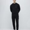 Black Slim Fit Nylon Hybrid Sweatshirt