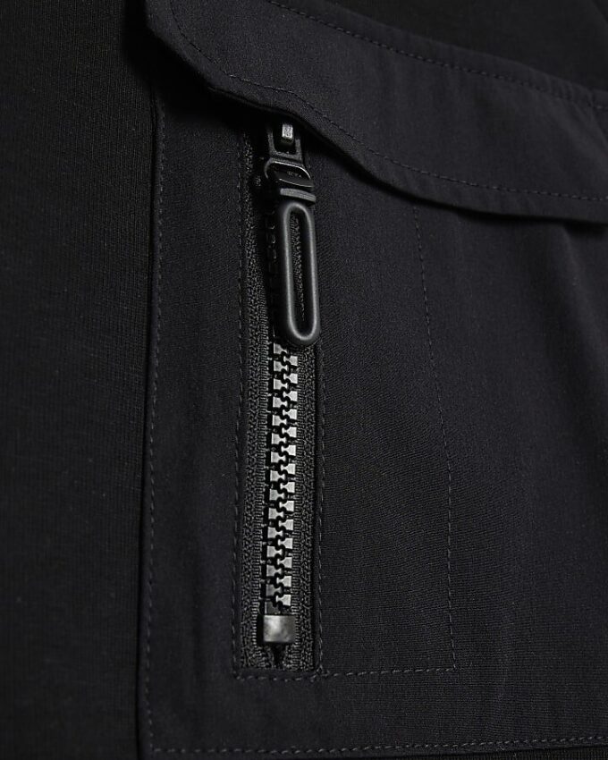 Black Slim Fit Nylon Hybrid Sweatshirt