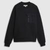 Black Slim Fit Nylon Hybrid Sweatshirt