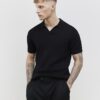 Black Slim Fit Open Collar Shirt