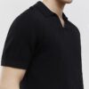Black Slim Fit Open Collar Shirt