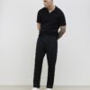 Black Slim Fit Open Collar Shirt