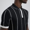 Black Slim Fit Pinstripe Polo Shirt
