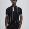 Black Slim Fit Pinstripe Polo Shirt
