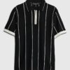 Black Slim Fit Pinstripe Polo Shirt