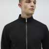 Black Slim Fit Pique Funnel Jacket