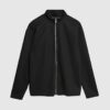 Black Slim Fit Pique Funnel Jacket
