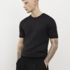 Black Slim Fit Ribbed T-Shirt