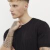 Black Slim Fit Ribbed T-Shirt