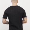 Black Slim Fit Ribbed T-Shirt
