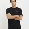 Black Slim Fit Textured Ame Saint T-Shirt