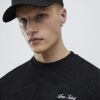 Black Slim Fit Textured Ame Saint T-Shirt
