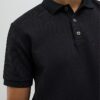Black Slim Fit Textured Polo Shirt