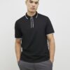 Black Slim Fit Textured Zip Tipped Polo Shirt