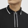 Black Slim Fit Textured Zip Tipped Polo Shirt