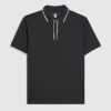 Black Slim Fit Textured Zip Tipped Polo Shirt