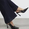 Black Slingback Logo Court Heels