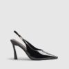 Black Slingback Logo Court Heels