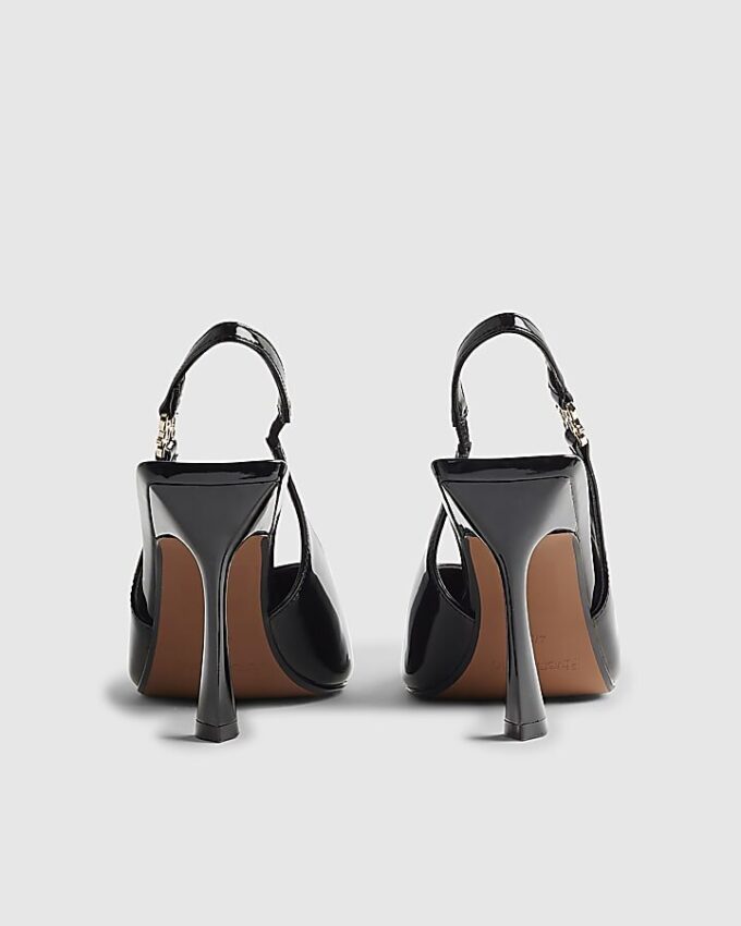 Black Slingback Logo Court Heels