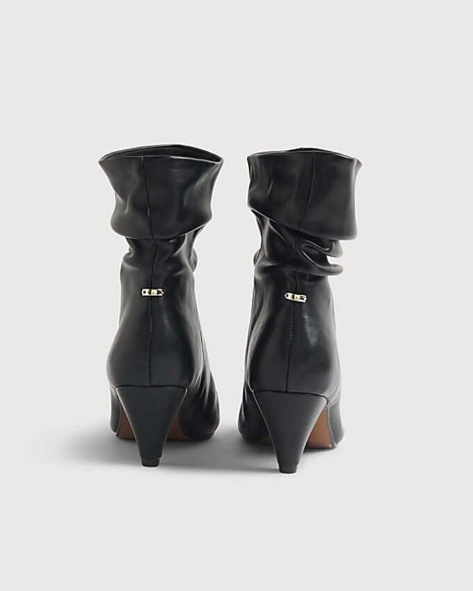 Black Slouch Heeled Ankle Boots