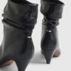 Black Slouch Heeled Ankle Boots
