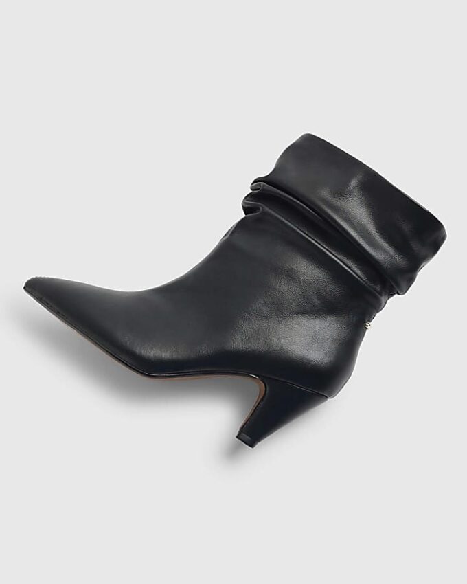 Black Slouch Heeled Ankle Boots