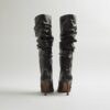 Black Slouch High Leg Heeled Boots