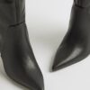 Black Slouch High Leg Heeled Boots