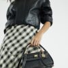 Black Small Metal Handle Charm Tote Bag