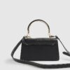 Black Small Metal Handle Charm Tote Bag