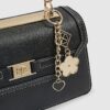 Black Small Metal Handle Charm Tote Bag