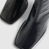 Black Square Toe Heeled Boots