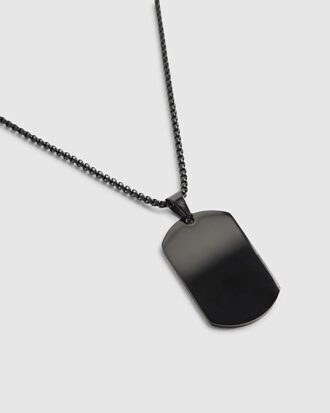 Black Steel Black Tag Necklace