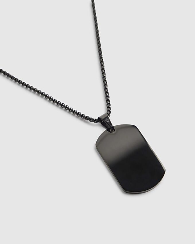 Black Steel Black Tag Necklace